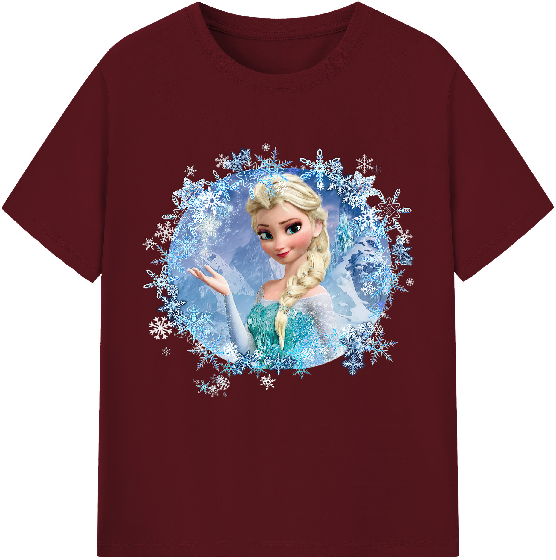 （画像用） アナと雪の女王 アンナ エルサ Frozen Anna Elsa 綿100％半袖Tシャツ（フロントプリント）